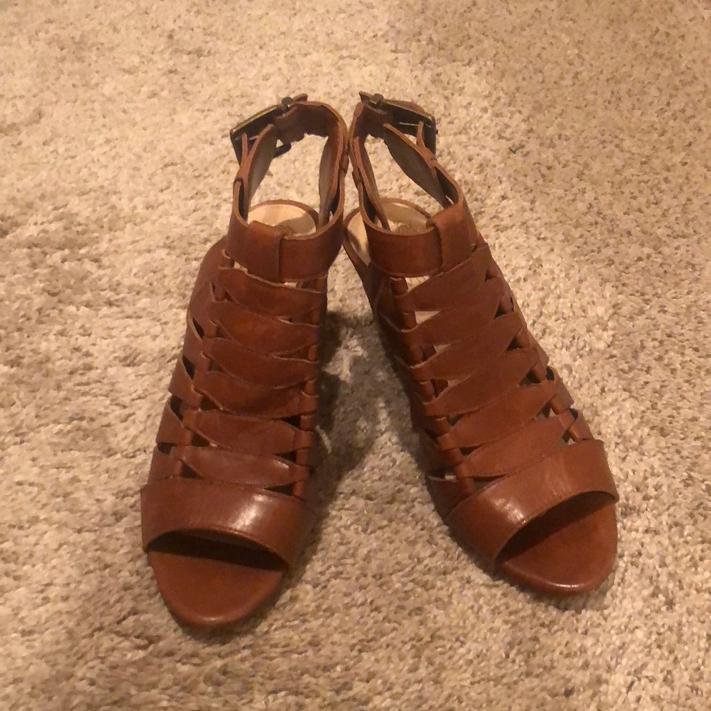 Vince Camuto camel colored heeled sandals